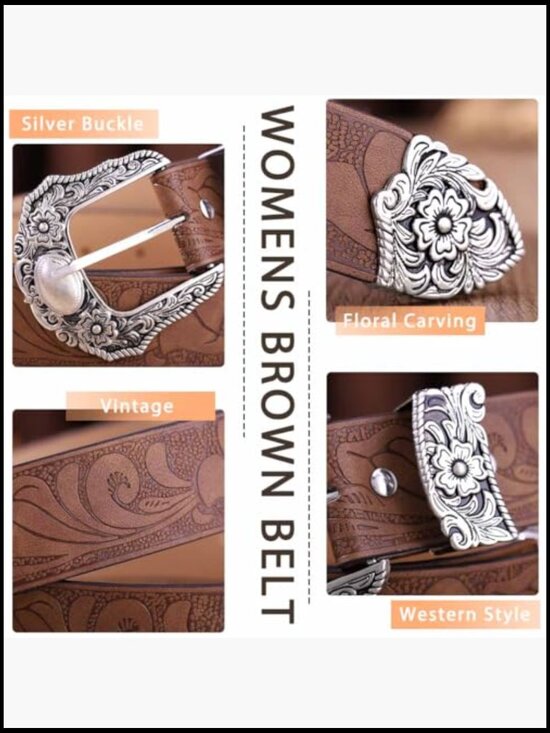 Vintage Western Leather Belt for Jeans with Alloy Buckle main image 7